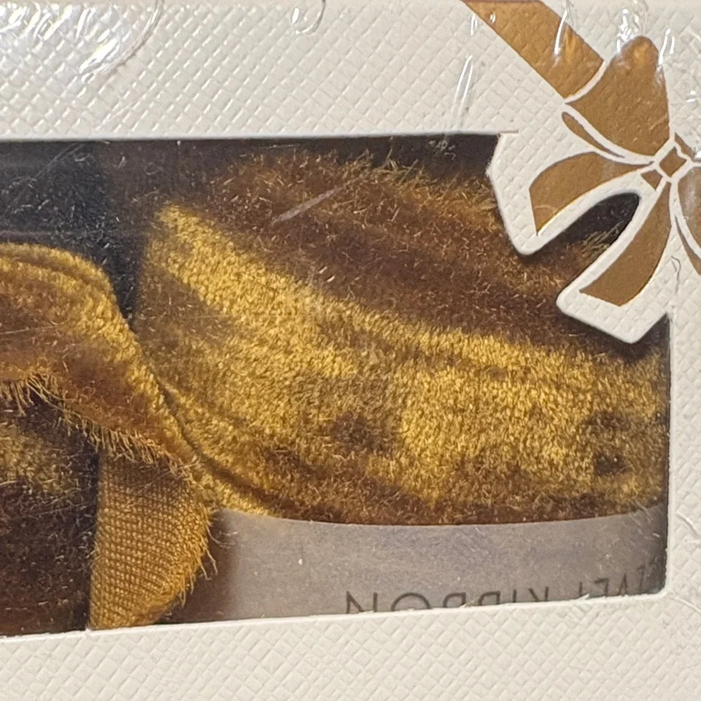 Crinkle Velvet Silk Ribbon with Frayed Edges, Brown
